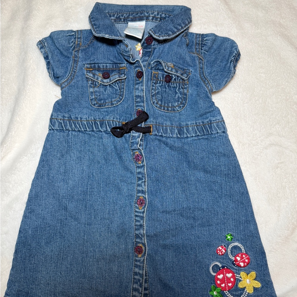 Wonderkids Blue Denim Dress with Embroidered Accents